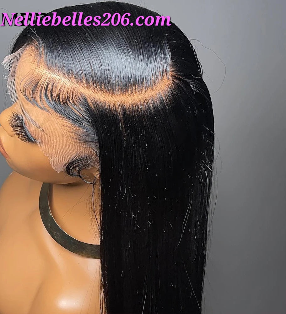 Brazilian HD Transparent Lace Glueless 100% Human Hair Bone Straight 13x4/13x6/4×4 Pre-Plucked Lacefront Wigs