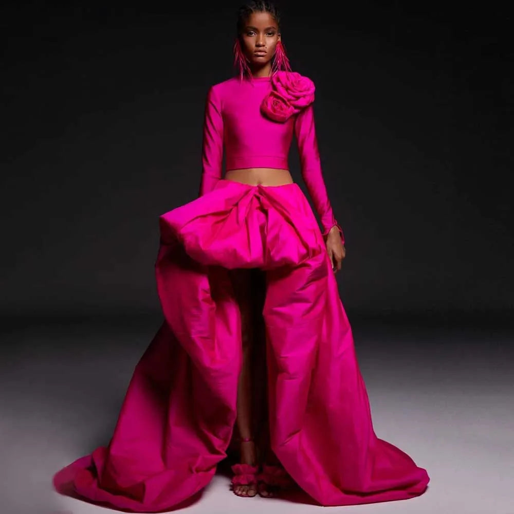 Asymmetrical Maxi Ruffled Bubble Puffy Zipper Waist High-Low Prom/Party Floor-Length Skirt to 3X Plus Size - CUSTOM COLORS AVAILABLE!