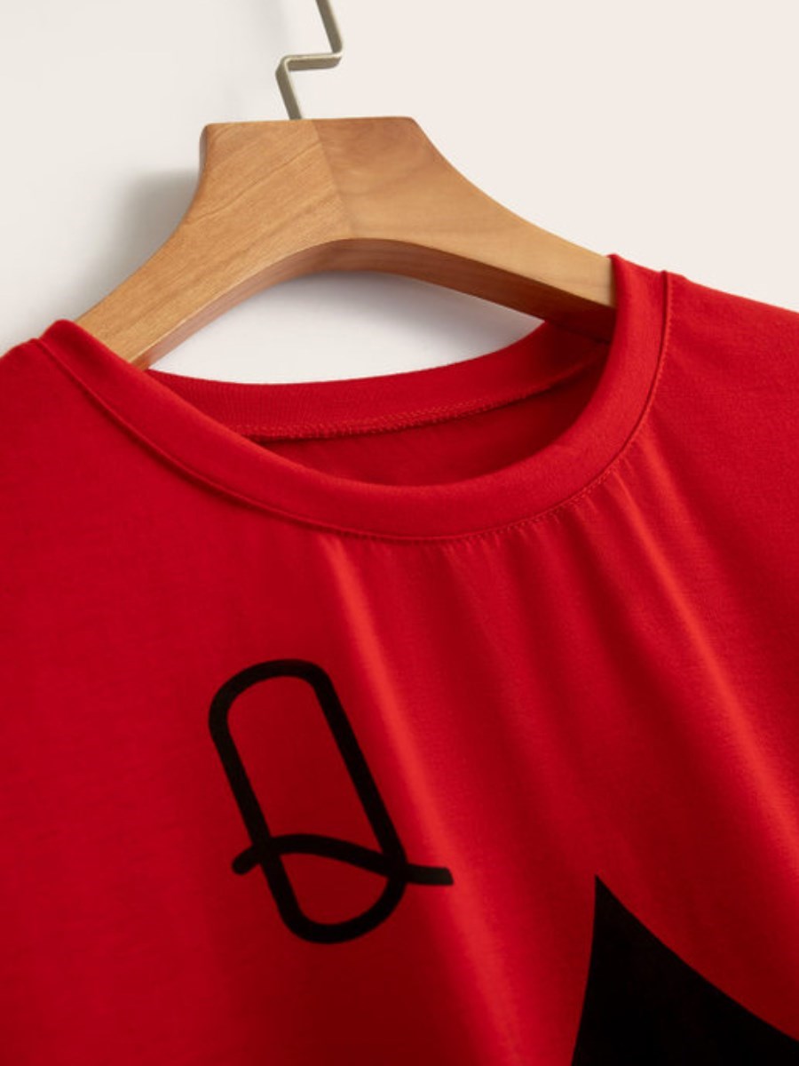 Queen of Spades Playing Card O-Neck Print T-Shirt Mini Dress to 5X Plus Size