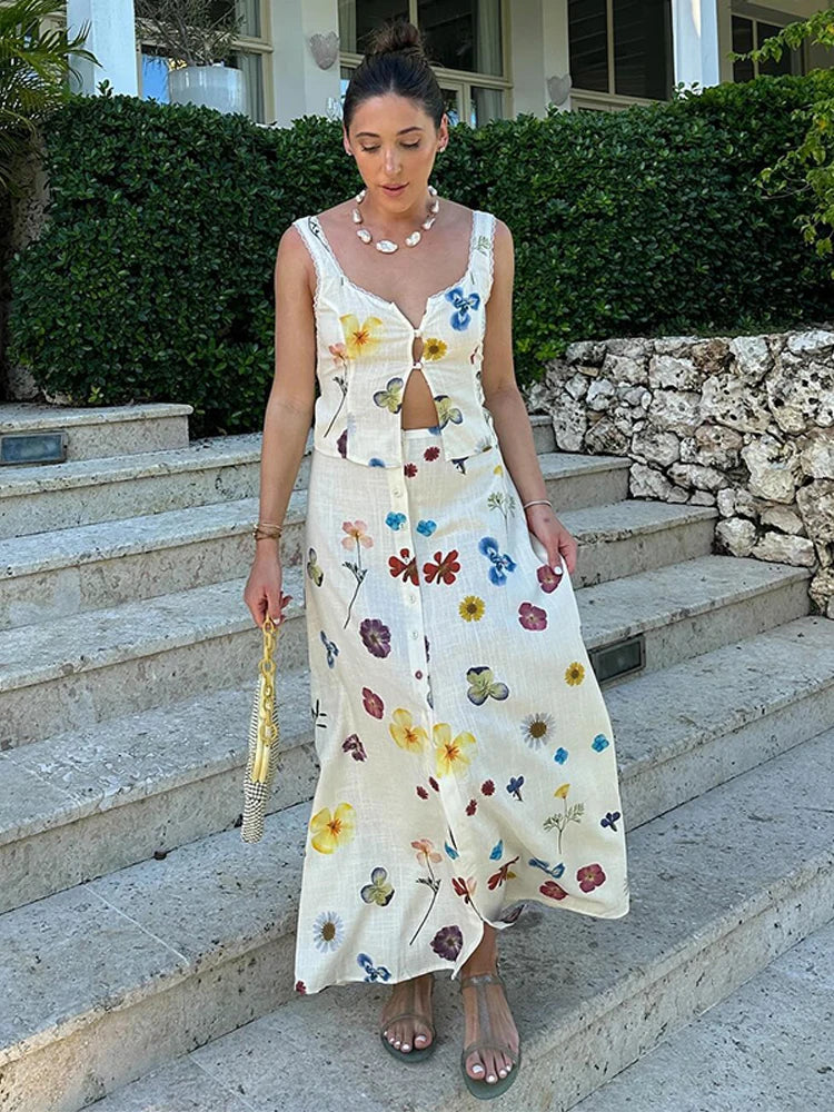 Designer Sleeveless White/Black Women's Polka Dot Tube Top + Wide Loose Pants 2-Piece Set