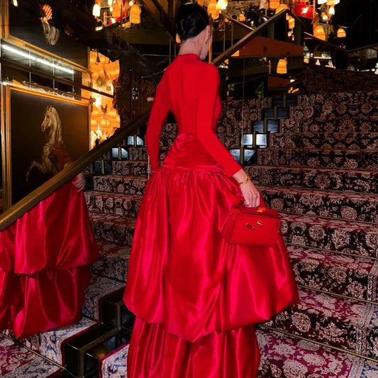 Oversized Satin Mesh Layered Draped Formal Floor-Length Maxi Skirt 28 COLORS AVAILABLE to 3X Plus Size