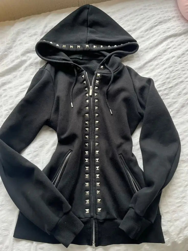 Y2K Vintage Blue Denim Jacket Women Harajuku Fashion Short Multi Zip Zipper Coat Gothic Punk Sexy Slim Fit Stand Collar Jacket