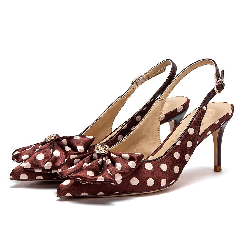 Bowtie Floral/Geometric/Polka Dot/Monogram Letter Print Design Women's High Heel Slingback Pumps