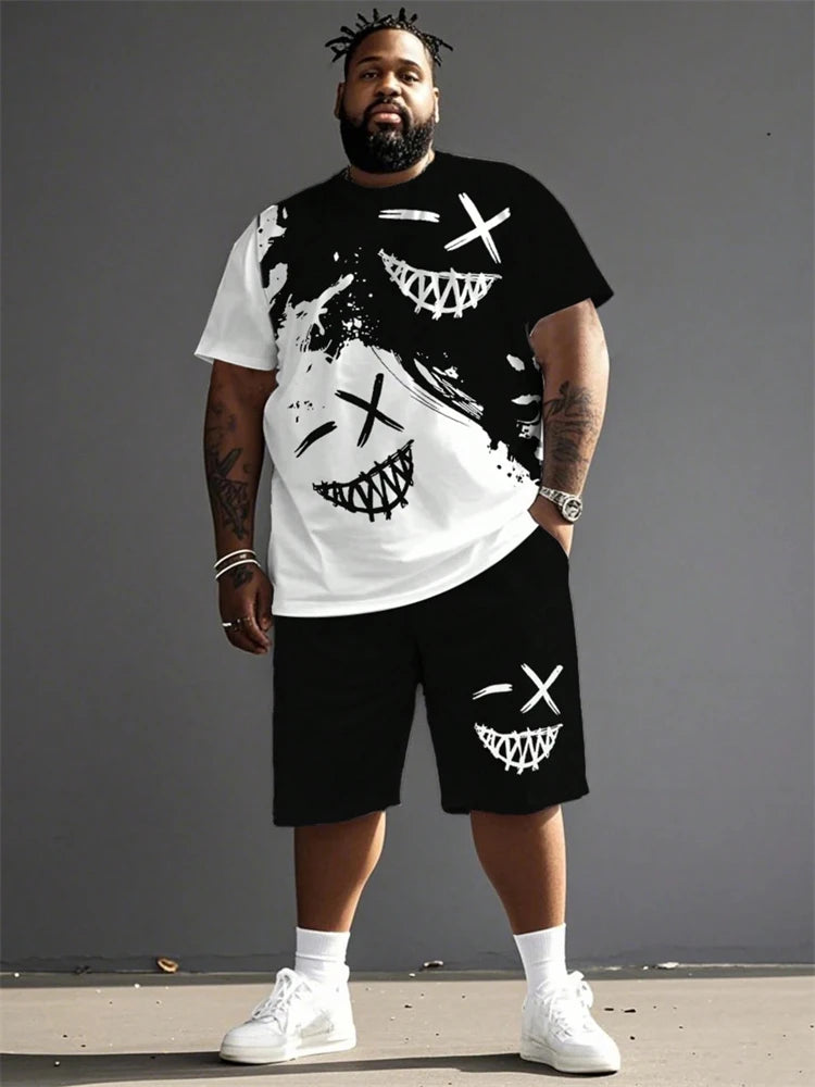 Oversized Men's 3D Print T-Shirt + Shorts Two-Piece Set to 6X Big & Tall
