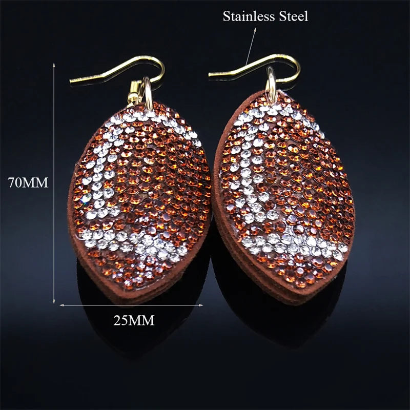 Rugby/Tennis/ Soccer/Football/ Basketball Rhinestone Crystal Pendant Hook Earrings