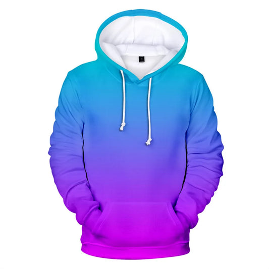 Men's Neon Rainbow Gradient Colorblock Drawstring Hoodie Sweatshirts