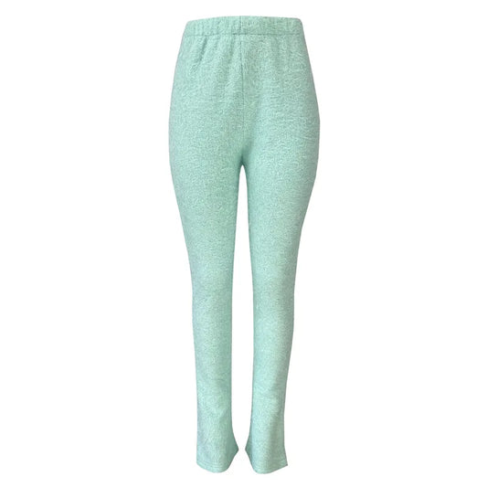 Fuzzy Knitted Flared Leg Bootcut Women's Fleece Leggings
