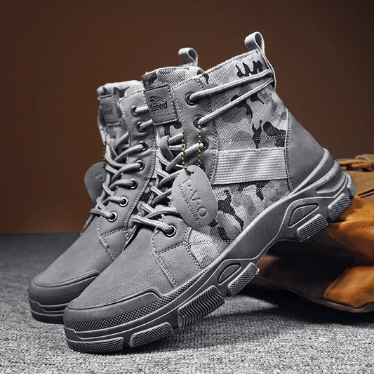Camouflage Men's Lace-Up Military Lace-Up Ankle Boots
