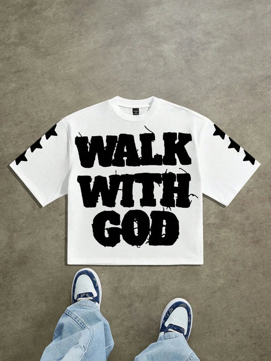 Men's "Walk With God" 3D Hip-Hop Streetwear Short Sleeve T-Shirt