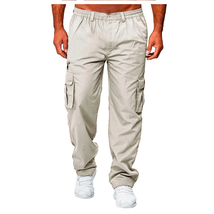 Men's Solid Color Casual Multi-Pocket Loose Straight Cargo Pants to 4X Big & Tall