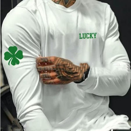 Men's Clover Letter Print Long Sleeve T-Shirt to 4X Big & Tall