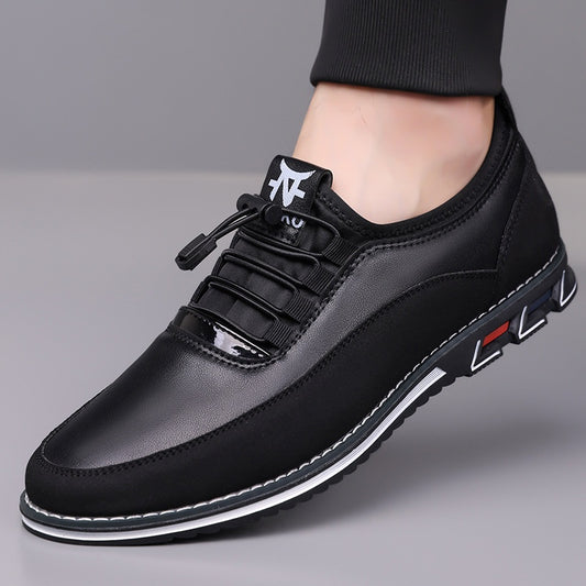 Men's PU Leather Colorblock/Solid Striped Sole Round Toe Lace-Up Oxford Sneakers