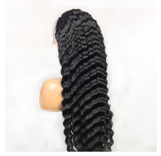 Black Deep Wave 100% Human Hair Lace Frontal Wigs