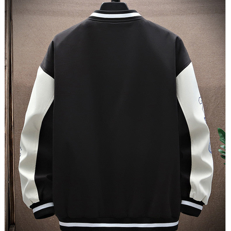Men's Hip-Hop "Dopestyle" Letter Print Button-Up Varsity Baseball Bomber Jacket