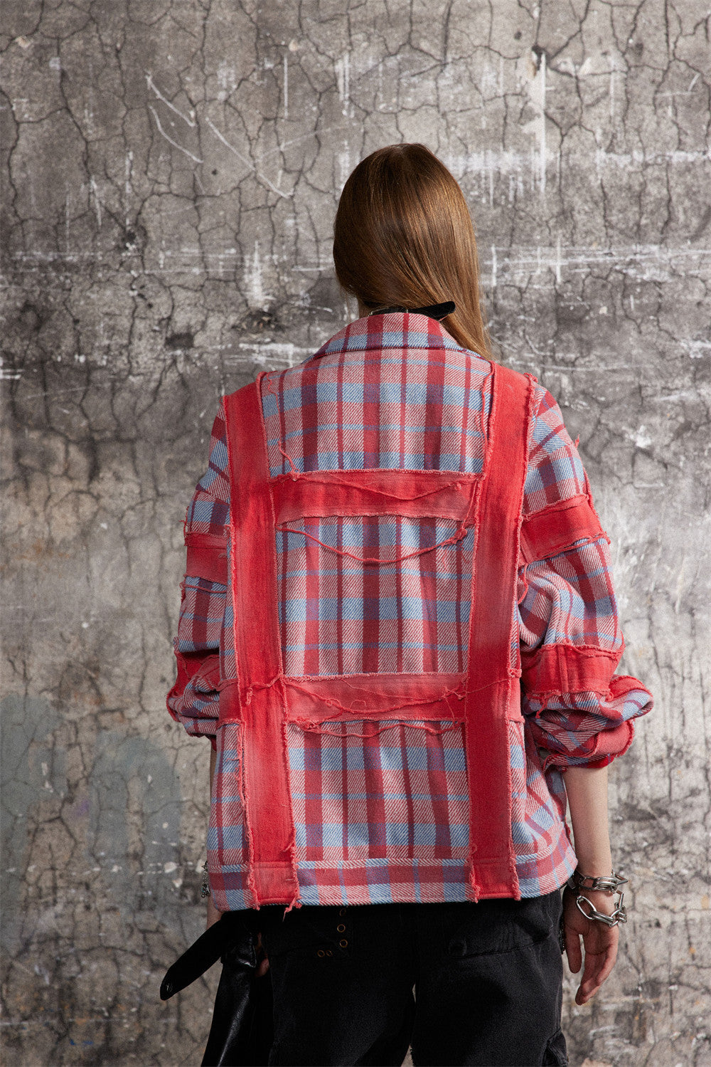 Plaid Checkered Colorblock Paneled Women's Turn-Down Collar Button-Up Coat