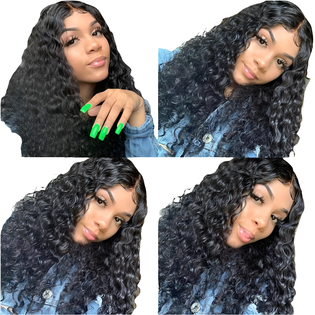 Indian Deep Wave Curly 4x4/13×4 100% Human Hair Closure Glueless Lacefront Wig