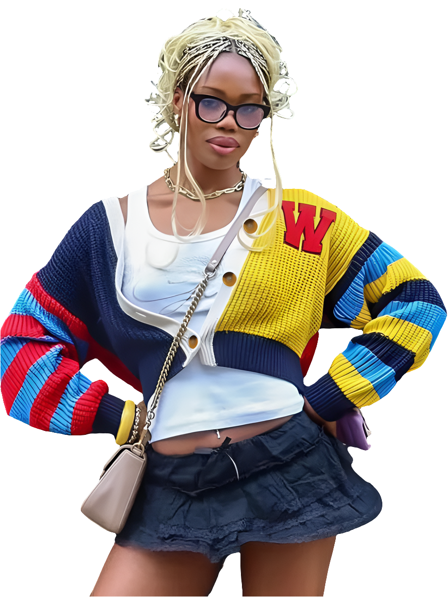 Striped Patchwork Letter Print Streetwear Women's Knitted Varsity Sweater