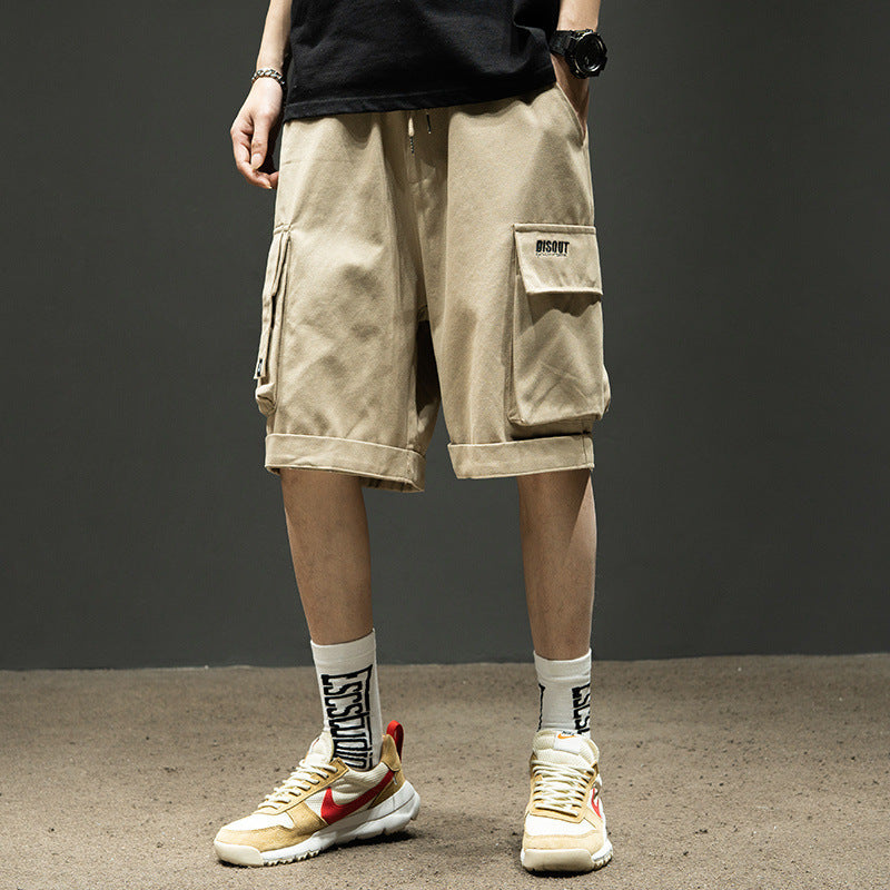 Men's Loose Multi-Pocket Solid Color Cargo Shorts