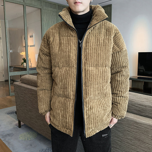 Men's Oversized Corduroy Padded Hip-Hop Zipper Jacket
