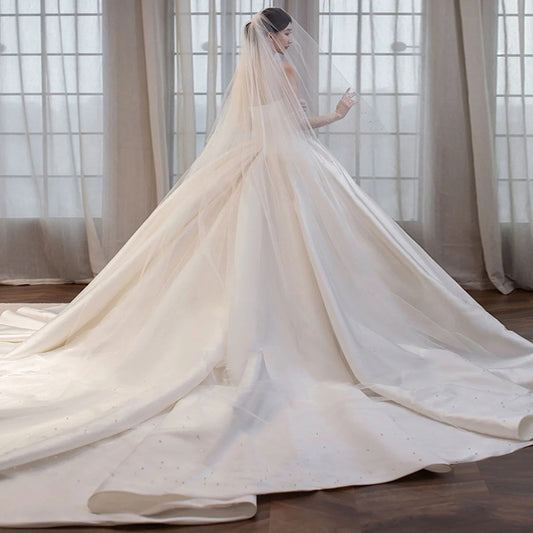 Satin Temperament Princess Style French Oversized Sweep Train Wedding Bridal Gown