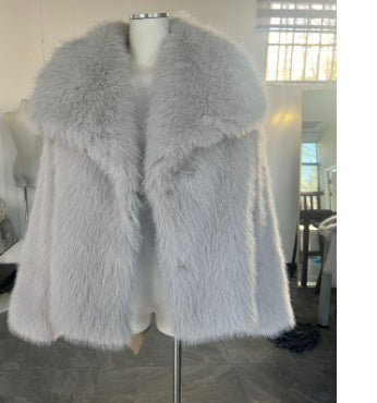 Shaggy Faux Fur Women's Solid Color Plush Thick Long Sleeve Jacket
