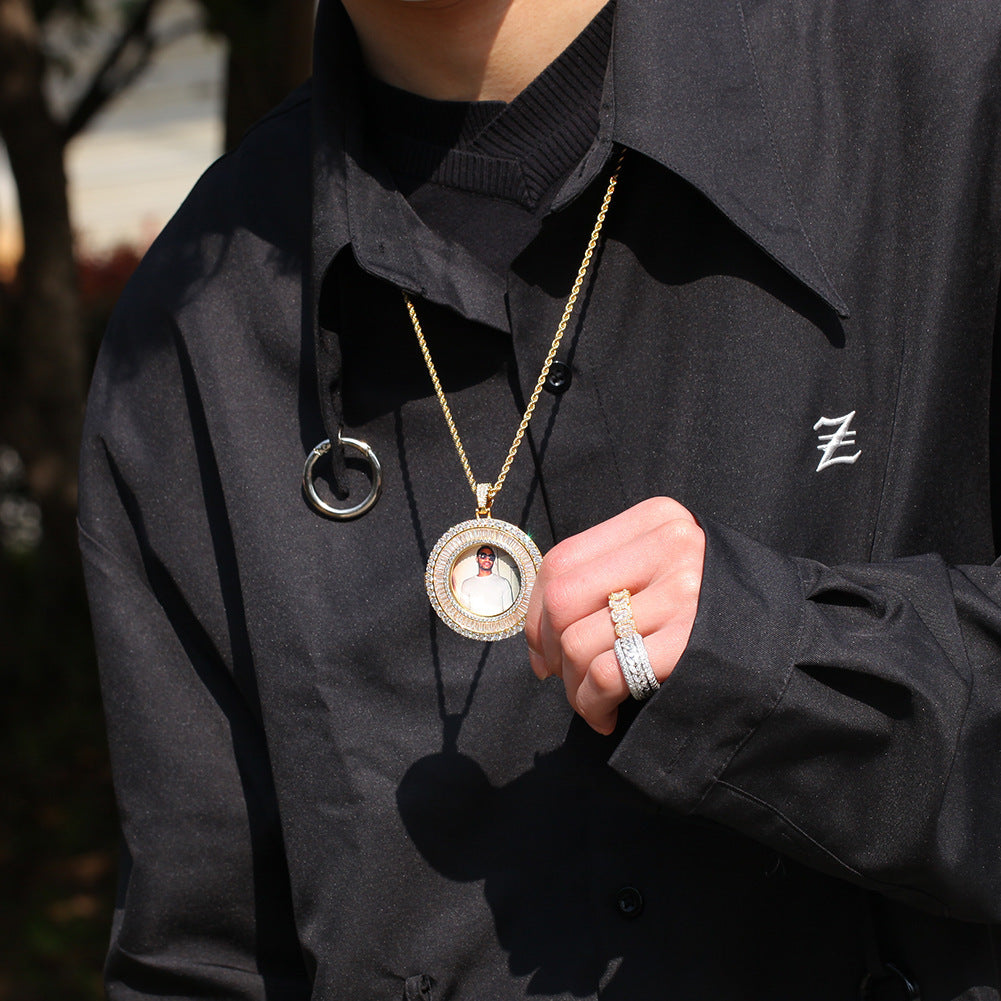 Personalized Customized Photo Pendant Micro Inlaid Cubic Zirconia Chain Necklace