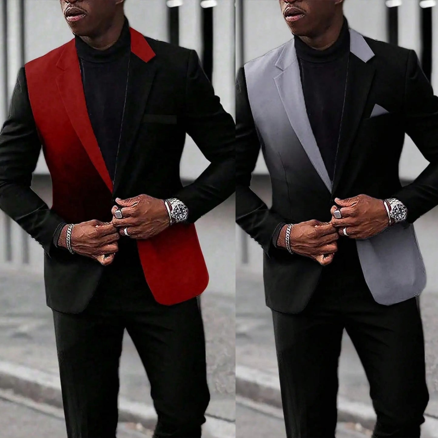 Men's Colorblock Contrast/Plaid/Sparkling Glitter Assorted Single Breasted Blazer Jackets to 5X Big & Tall