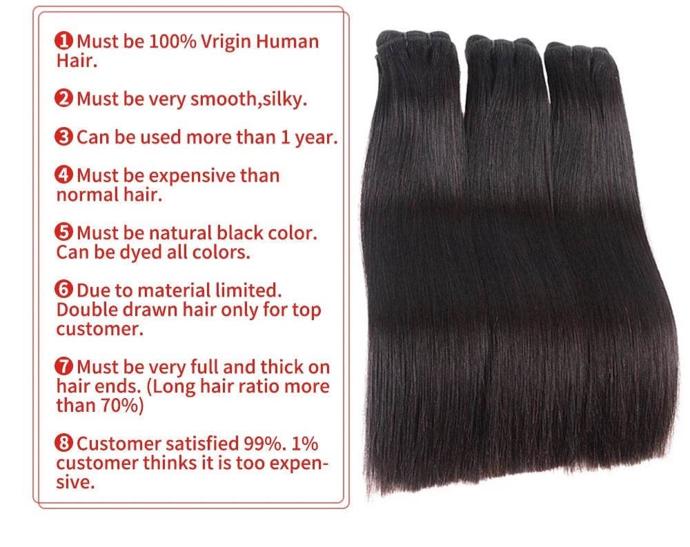 Brazilian Double Drawn Virgin Bone Straight 100% Human Hair 4x4 Transparent Bundles w/ Lace Closure