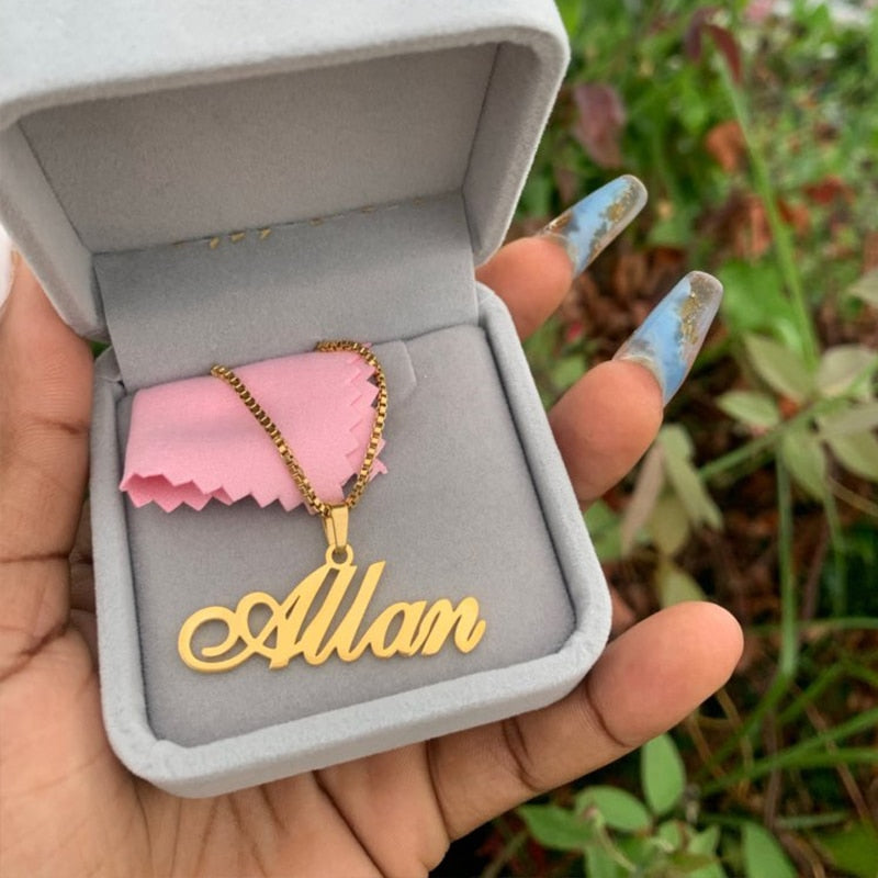 Gold Customized Cursive Name Choker Chain Necklace