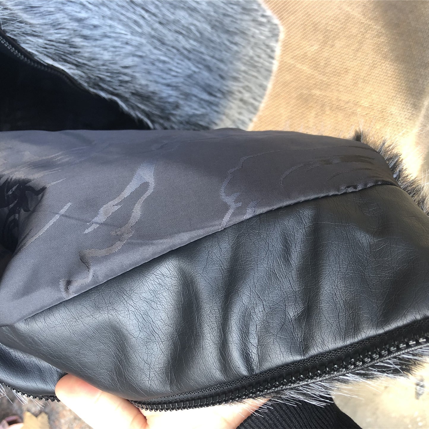 Men's Gradient Grey Big & Tall Faux Fox Fur Jacket to 6X