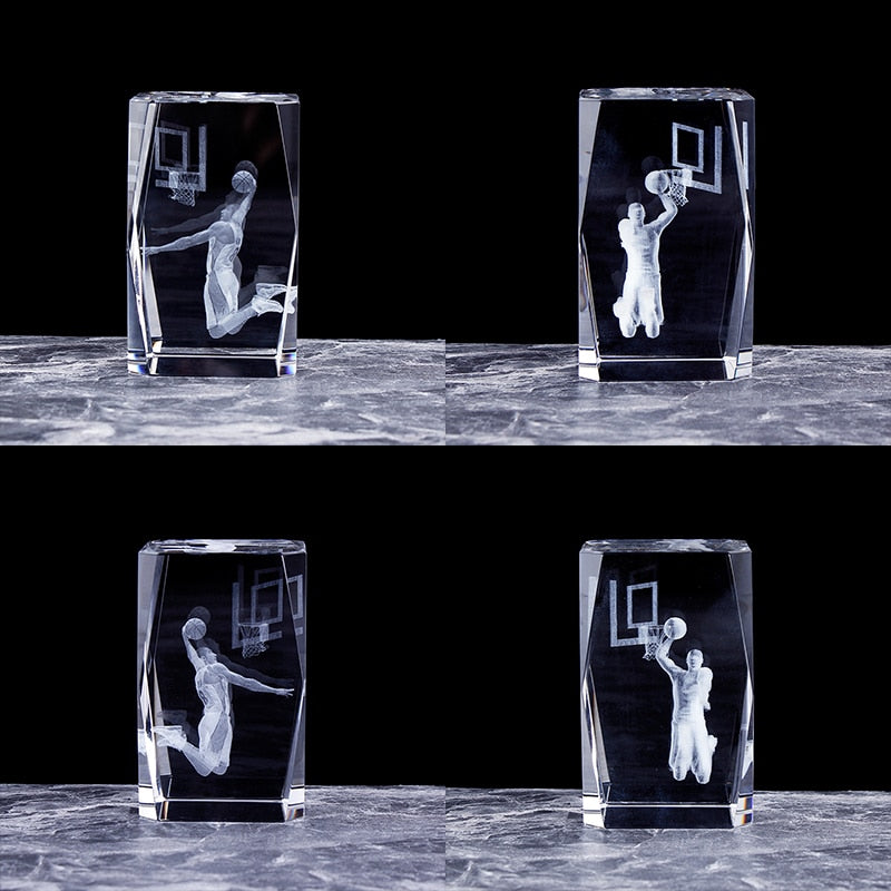 Mamba Never Out Crystal 3D Kobe Bryant Laser Engraved Cube Glass Statue