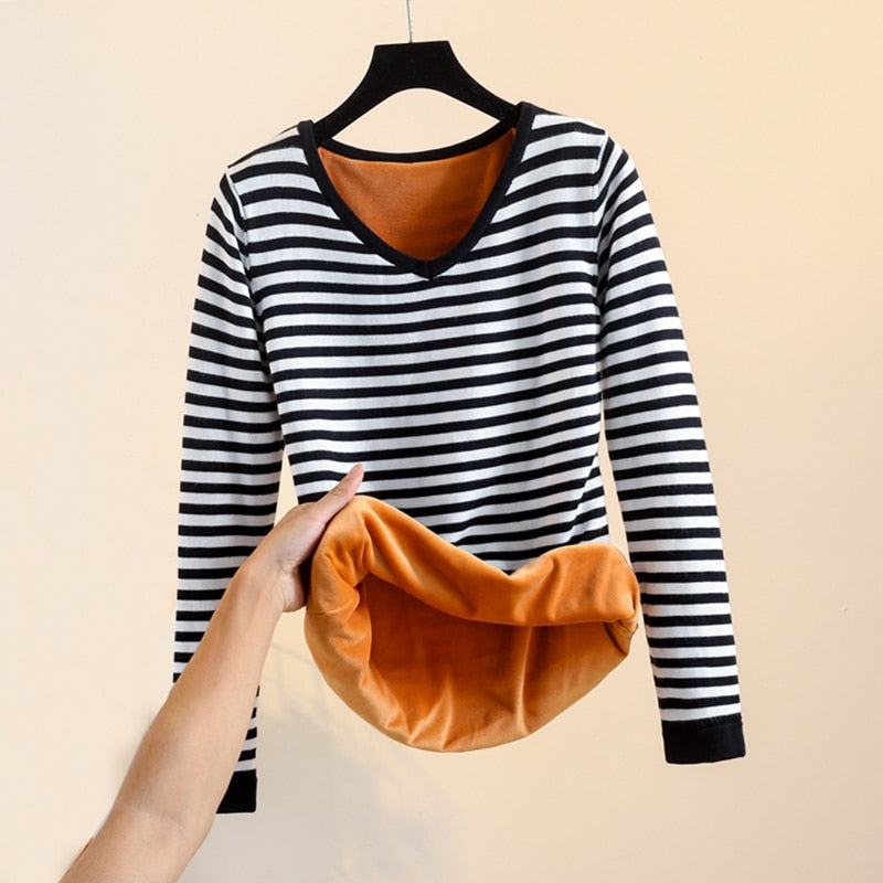 Velvet Lined Knitted Ladies Pullover Sweater