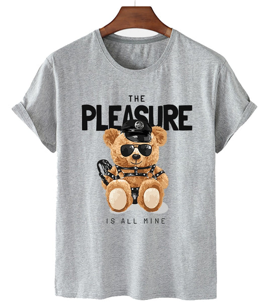 Teddy Bear "Pleasure" Print Short Sleeve T-Shirt to 4X Plus Size