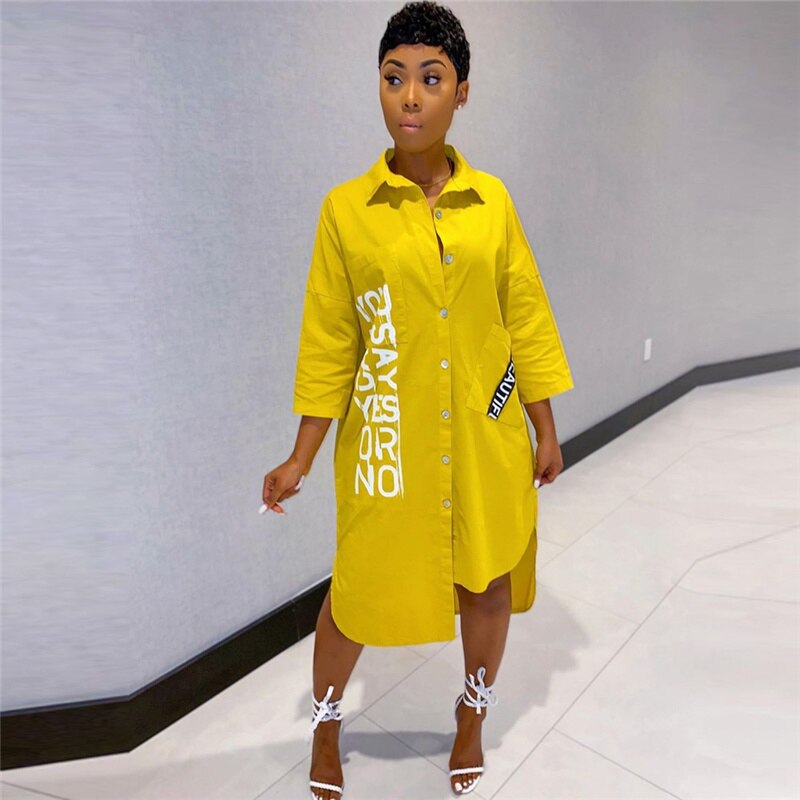 Colorblock Leopard/Geometric/Floral Long Sleeve Turn-Down Collar Oversized Shirt Dresses