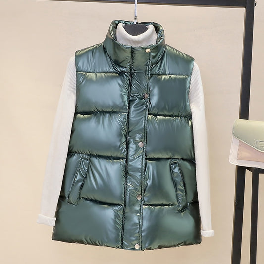 Plus Size Glossy Vest winter Down Sleeveless Jacket to 4XL