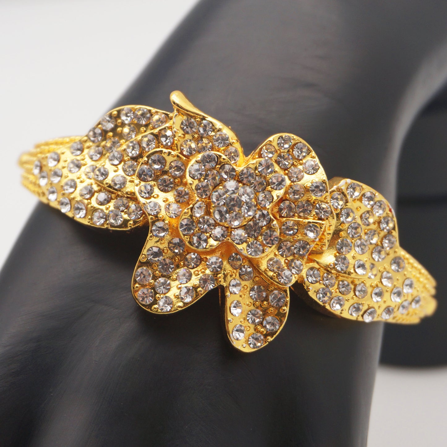 African Nigerian Crystal Floral Necklace, Bracelet, Earrings 3-Piece Jewelry Sets