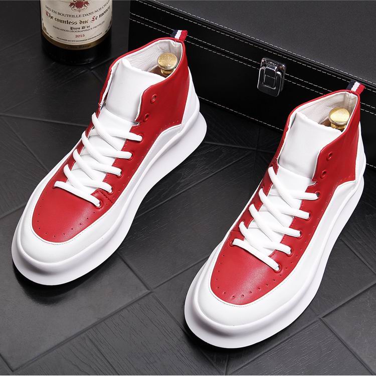 Men's PU Leather Colorblock Round Toe Lace-Up Lowtop Sneakers