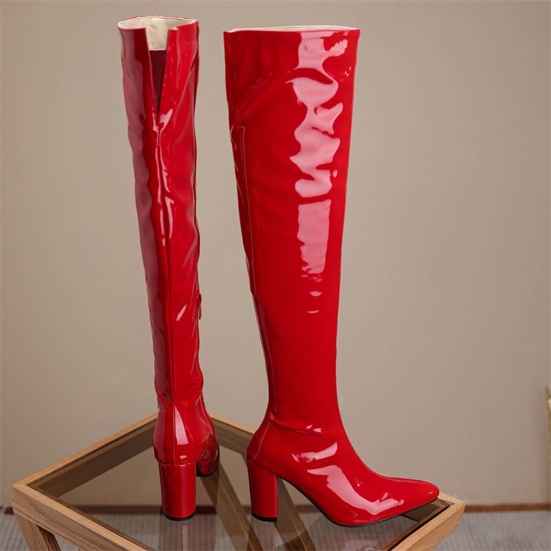 Over-the-Knee Solid Women's Zipper Thigh High Boots