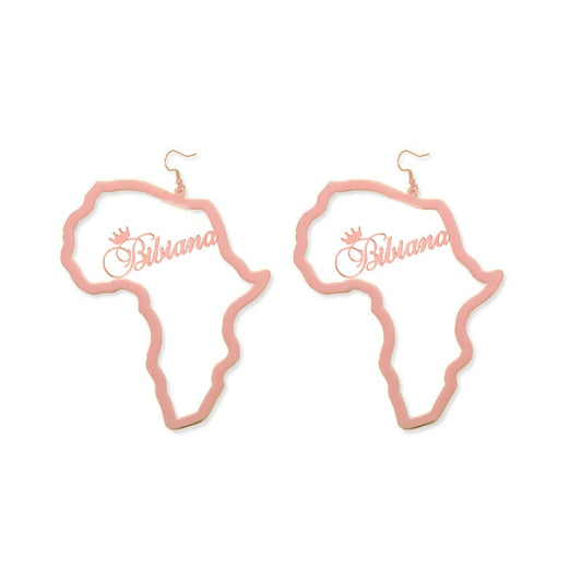 Customized Name Letter Print African Map Design Earrings