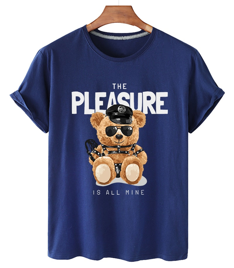Teddy Bear "Pleasure" Print Short Sleeve T-Shirt to 4X Plus Size