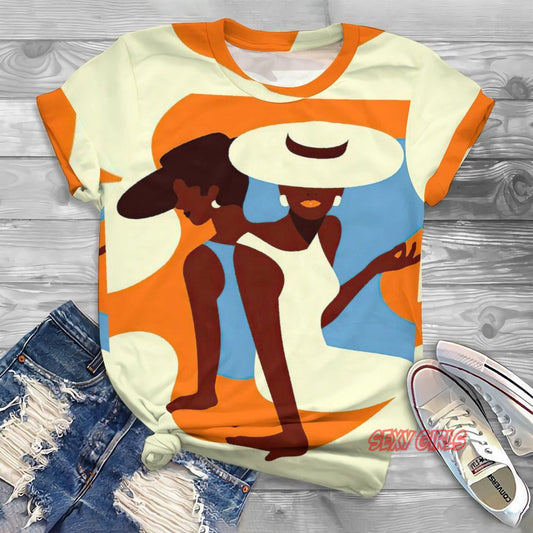 Assorted Black Woman Graphic Printed T-Shirts to 6X Plus Size