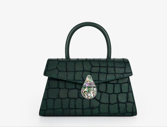 Genuine Leather Croc Pattern Mini Sachtel Purse
