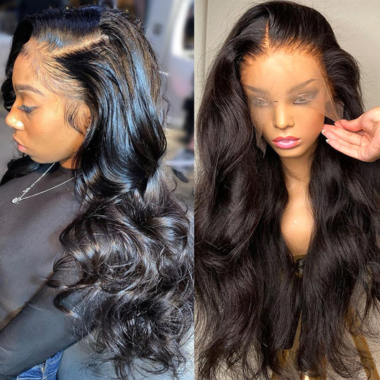 HD Transparent 13x4 Brazilian Body Wave Long Swiss Lacefront Wigs w/ Baby Hair