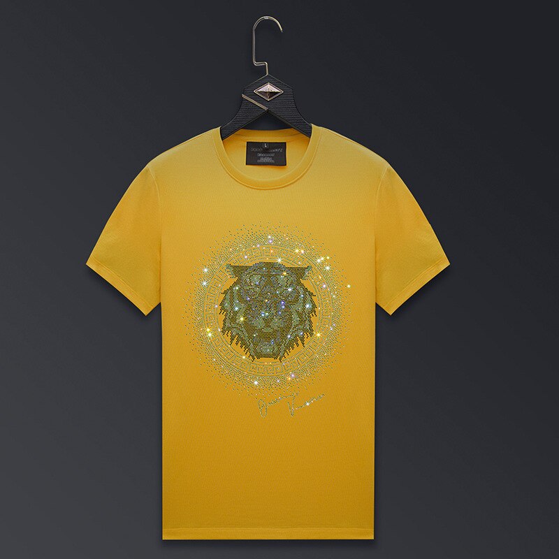 Men's Rhinestone Tiger Print Short Sleeve Hip-Hop T-Shirt to 6X Big & Tall