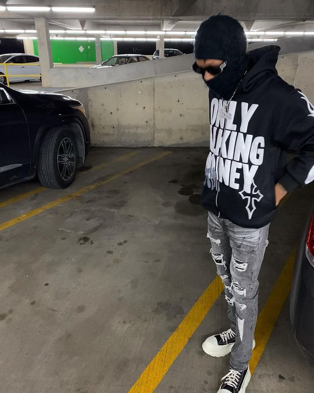 Men's "ONLY TALKING MONEY" Flame Letter Print Hip-Hop Zipper Hoodie Sweatshirts