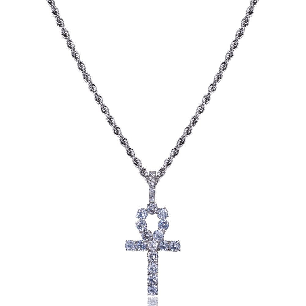 Cross/Ankh Design Hip-Hop Zirconia Chain Necklace