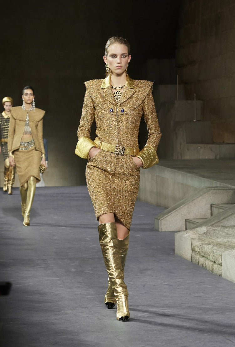 Women's Fashion Mirror Colorblock High Heel Over Knee Boots