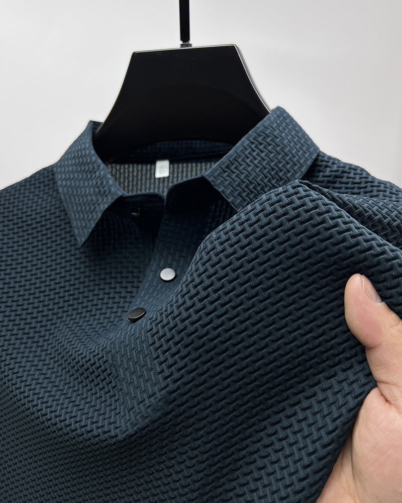 Men's Mesh Ice Silk Short Sleeve urn-Down Collar Polo Shirt