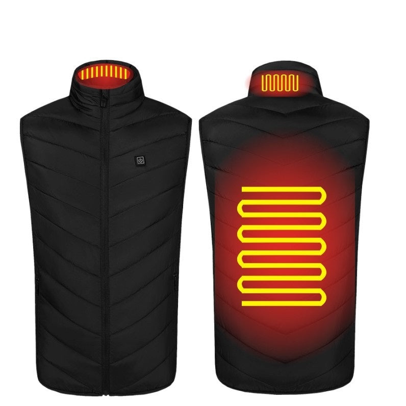 Men's Heated Stand Collar Washable USB Charging Cotton Down Electric Vest