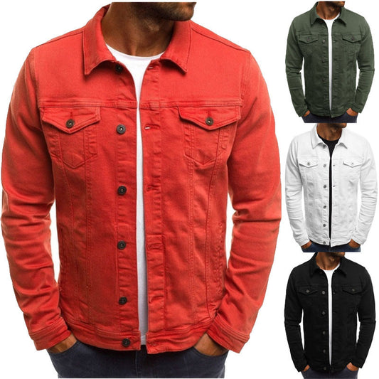 Casual Men's Denim Double Pocket Design Solid Color Button-Up Jean Jacket to 4X Big & Tall